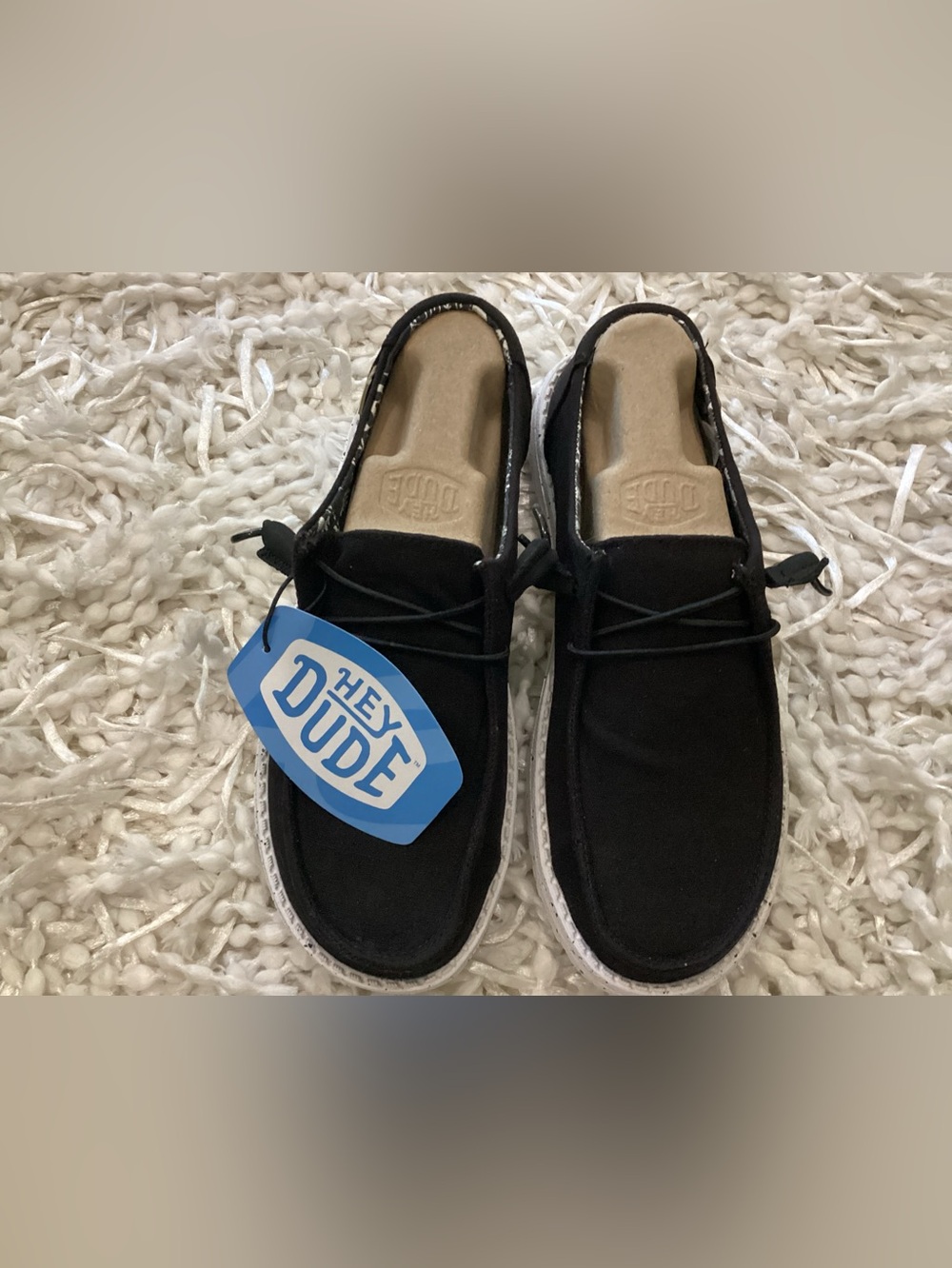 Hey Dude Womens Black Slip-On Canvas Loafers